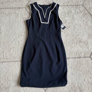 NWT Tommy Hilfiger Navy Sheath Dress Nautical Trim Workwear Cocktail Dress sz 6